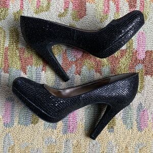 Alfani Women’s Maddy Platform Pumps Black Glitter 7.5M + box